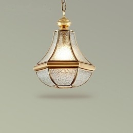 Amerikaanse landelijke kleine hanglamp, geheel van koper, enkel glas