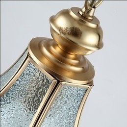 Amerikaanse landelijke kleine hanglamp, geheel van koper, enkel glas