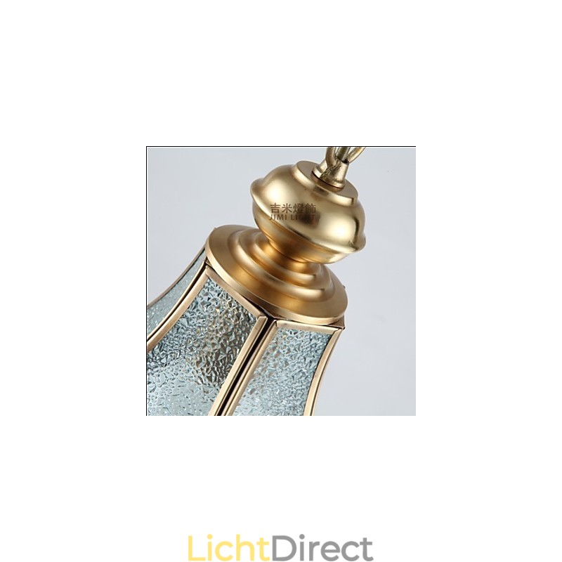 Amerikaanse landelijke kleine hanglamp, geheel van koper, enkel glas