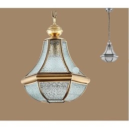 Amerikaanse landelijke kleine hanglamp, geheel van koper, enkel glas