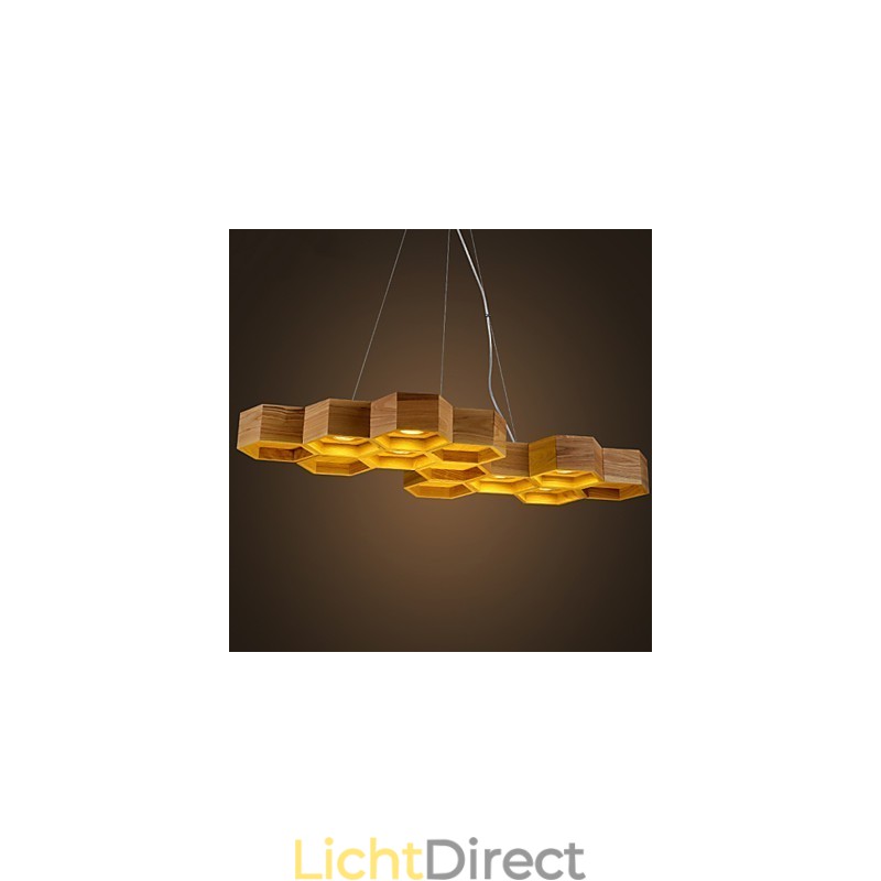 Designer Art Individualiteit Kroonluchter Eenvoudige Honingraat Houten Lampen