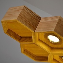 Designer Art Individualiteit Kroonluchter Eenvoudige Honingraat Houten Lampen