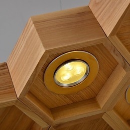 Designer Art Individualiteit Kroonluchter Eenvoudige Honingraat Houten Lampen