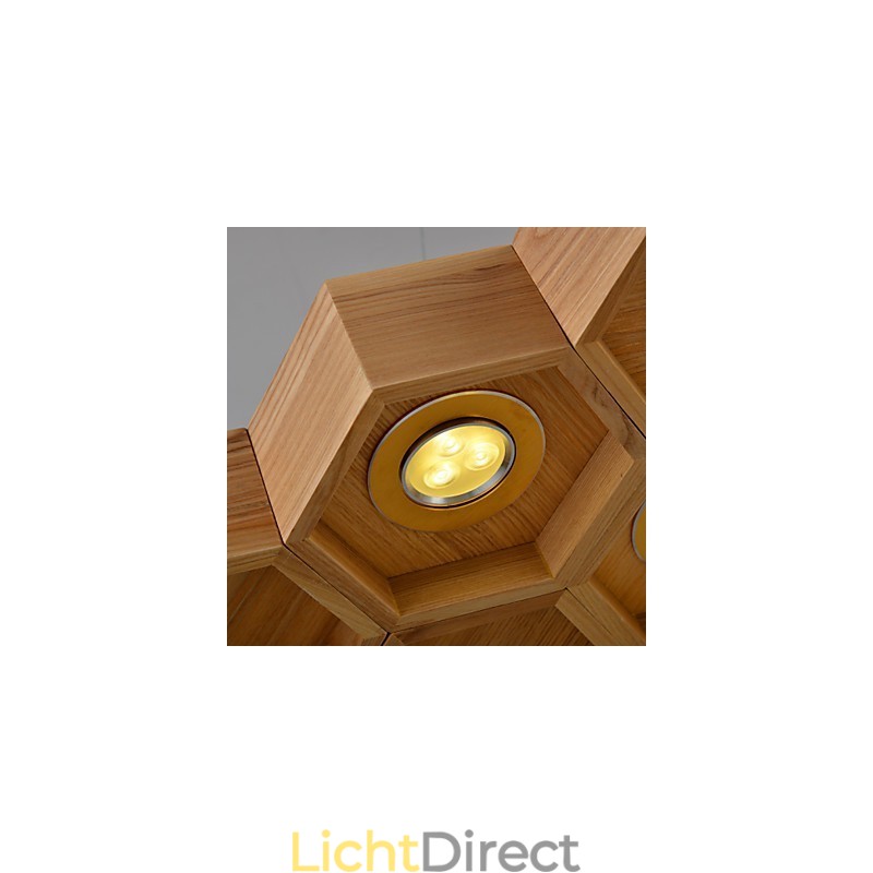 Designer Art Individualiteit Kroonluchter Eenvoudige Honingraat Houten Lampen