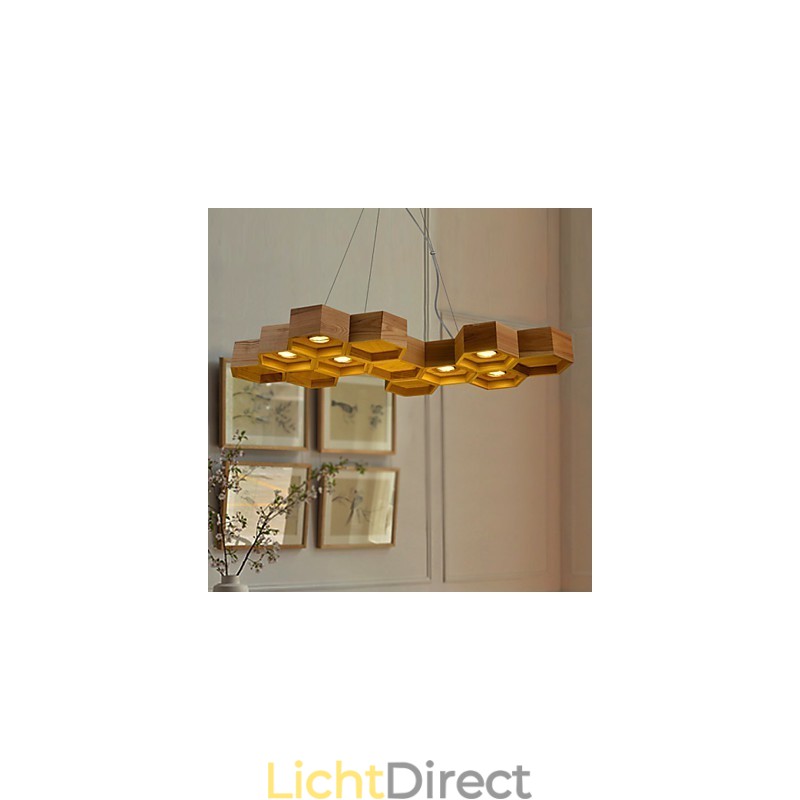 Designer Art Individualiteit Kroonluchter Eenvoudige Honingraat Houten Lampen