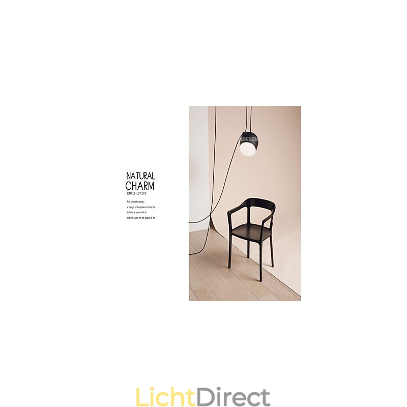 Moderne, eigentijdse metalen hanglamp met schilderij